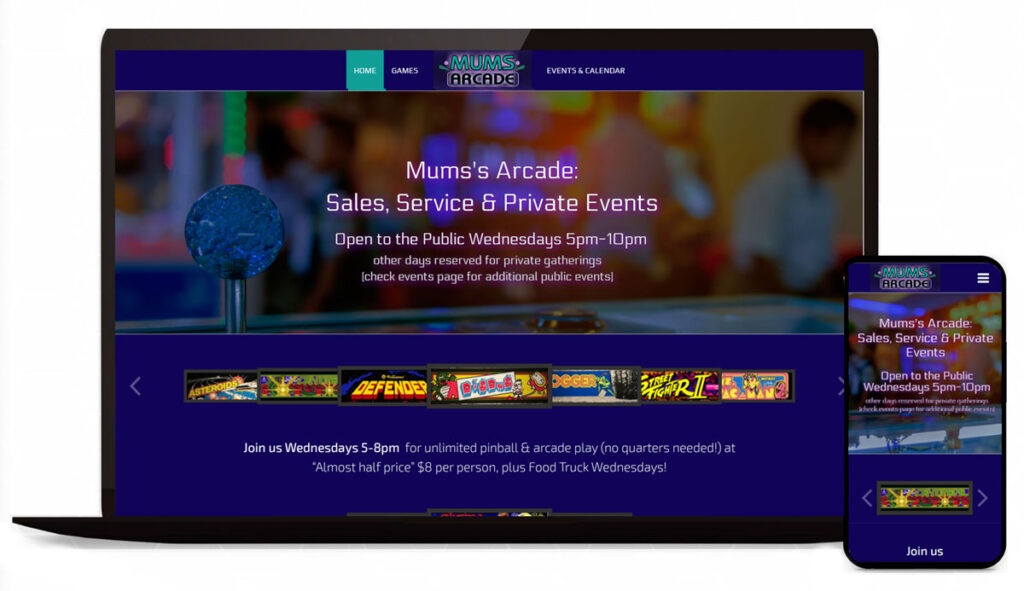 wordpress-website-build-design-small-business-arcade-bar Lynnwood, Edmonds, Mukilteo